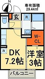 フェリシタプルミエ 1DKの間取図画像