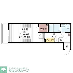 AJ蘇我West1 1Kの間取図画像