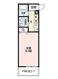 オリエンタルコート高根台 1Kの間取図画像