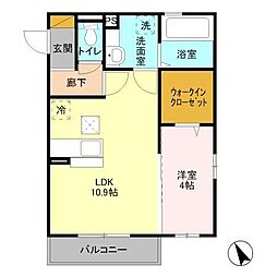 リヴェール1 1LDKの間取図画像