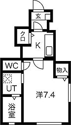 プラスR 1Kの間取図画像