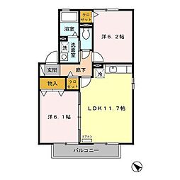 サンコート3番館 2LDKの間取図画像