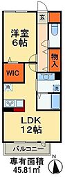 evergreen 1LDKの間取図画像