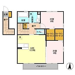 ソレイユA 2LDKの間取図画像