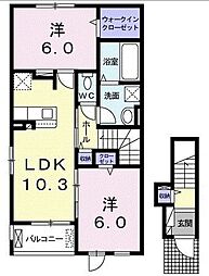 サングレース 2LDKの間取図画像