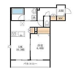 千葉市稲毛区黒砂台1丁目マンション 1LDKの間取図画像