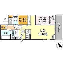 Cradle 1LDKの間取図画像