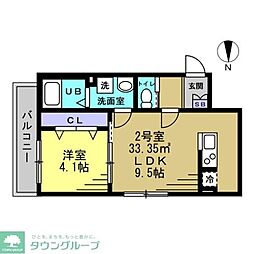 ベルシャンテ八千代台 1LDKの間取図画像