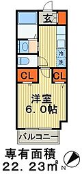 ブリリアントFM1 1Kの間取図画像
