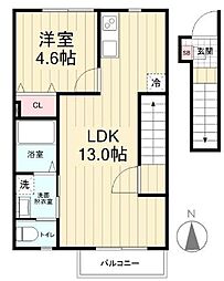 クレール 2階1LDKの間取り