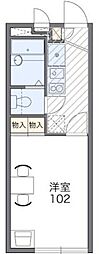 レオパレスアサヒ　アズール 2階1Kの間取り
