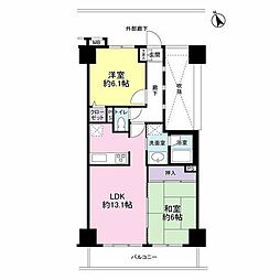 ロイヤルステージ本千葉 2階2LDKの間取り