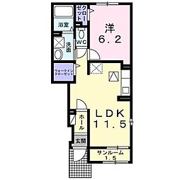 ネオフルールＡ 1階1LDKの間取り
