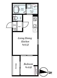 GRADUS八千代台III 2階1LDKの間取り