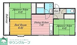 山本マンション 4階3DKの間取り