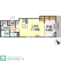 アップルベリーフィールズ 3階1LDKの間取り