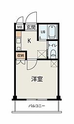 グランメゾン習志野 2階1Kの間取り