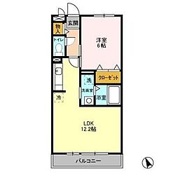 クレインコート弐番館 3階1LDKの間取り