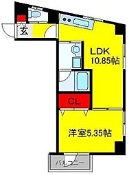ソフィア・コート津田沼 5階1LDKの間取り
