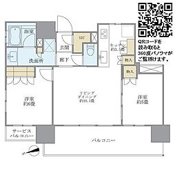 クレアホームズ千葉センタープレイス 11階2LDKの間取り