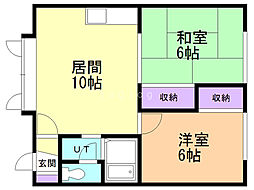 桧葉ハウス 2LDKの間取図画像
