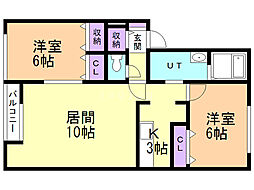 リバーサイド25 2LDKの間取図画像