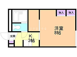レオパレストレビアン3 1Kの間取図画像