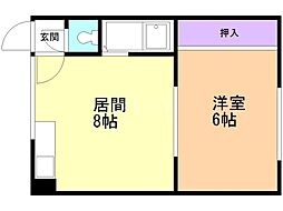 コーポ大沼 1LDKの間取図画像