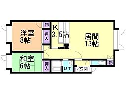 ウエストヴィレッジ 2LDKの間取図画像