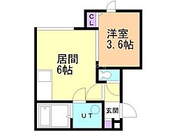 琴似ハウス蒼 1DKの間取図画像