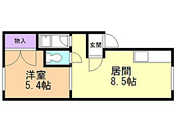 スカイハイツ 1LDKの間取図画像
