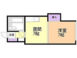 ラベラヴィータ西町 1DKの間取図画像