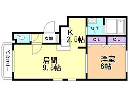 トトロの杜3 1LDKの間取図画像