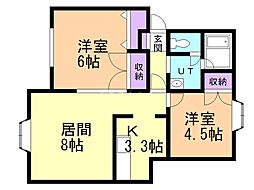ハイツリヨ発寒 2LDKの間取図画像
