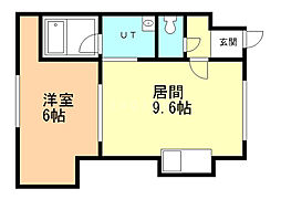 サンリバ2 1DKの間取図画像