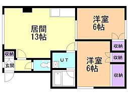 ヴィラメゾン西宮の沢 2LDKの間取図画像
