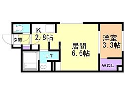 Aqua blue 1LDKの間取図画像