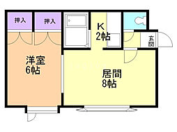 プレジデント4-4 1LDKの間取図画像