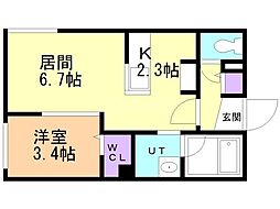 札幌市西区西野一条5丁目マンション 1LDKの間取図画像