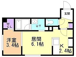 札幌市西区西野一条5丁目マンション 1LDKの間取図画像