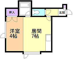キャンパスサイドクリスタル 1DKの間取図画像