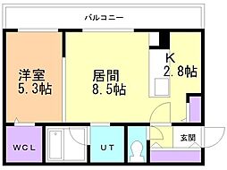 札幌市西区八軒二条東2丁目マンション 1LDKの間取図画像