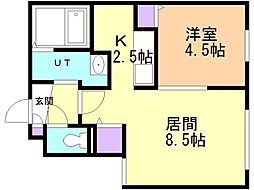 ブランシャール琴似駅前 1LDKの間取図画像