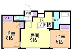 デイズ発寒南 2LDKの間取図画像