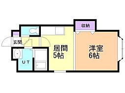 ルナガーデン琴似 1DKの間取図画像