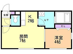 サンテラスKei 1LDKの間取図画像