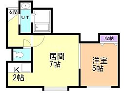 サンテラス西町 1LDKの間取図画像