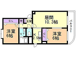グランピア21 2LDKの間取図画像