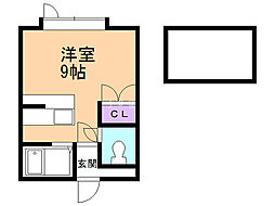 ロイヤルフレンド ワンルームの間取図画像