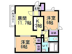 フォルモーザ発寒 2LDKの間取図画像